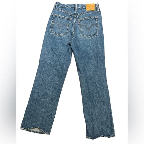 Levi’s Womens Size 27 Premium Denim Distressed Ribcage Straight Ankle Jeans - Picture 2 of 10
